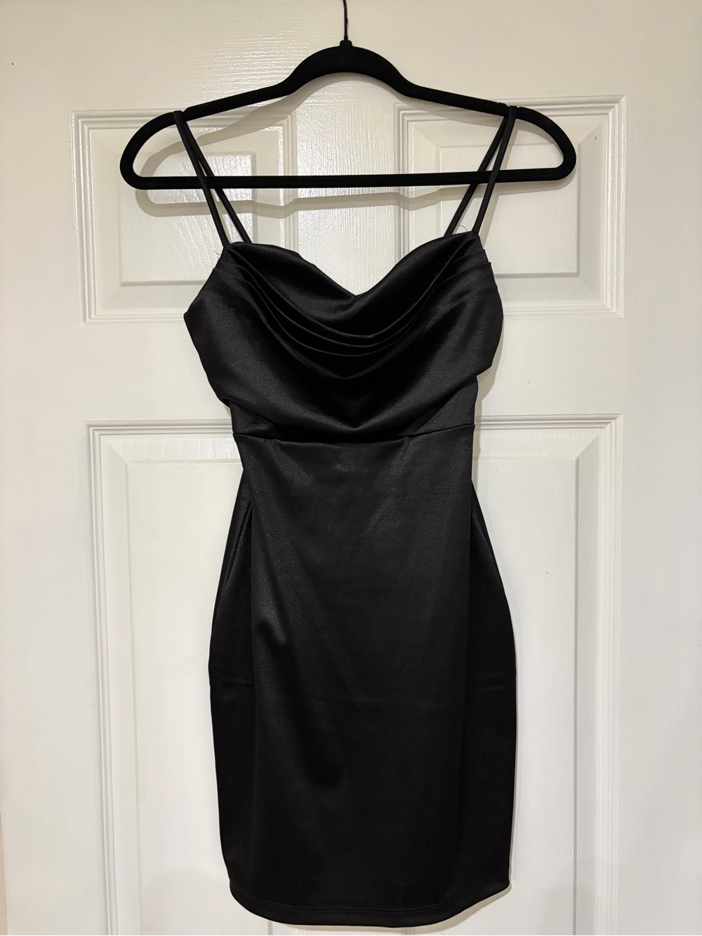 Black Cowl Neck Formal Mini Dress